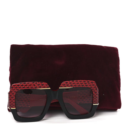 Gucci Snakeskin Acetate Square Sunglasses GG0484S Black Red 13 of 13