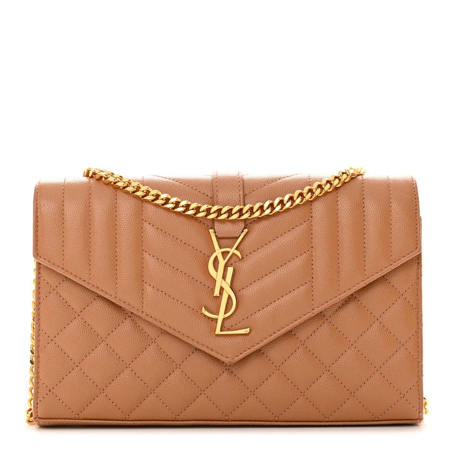 Grain De Poudre Mixed Matelasse Triquilt Monogram Chain Wallet Dune