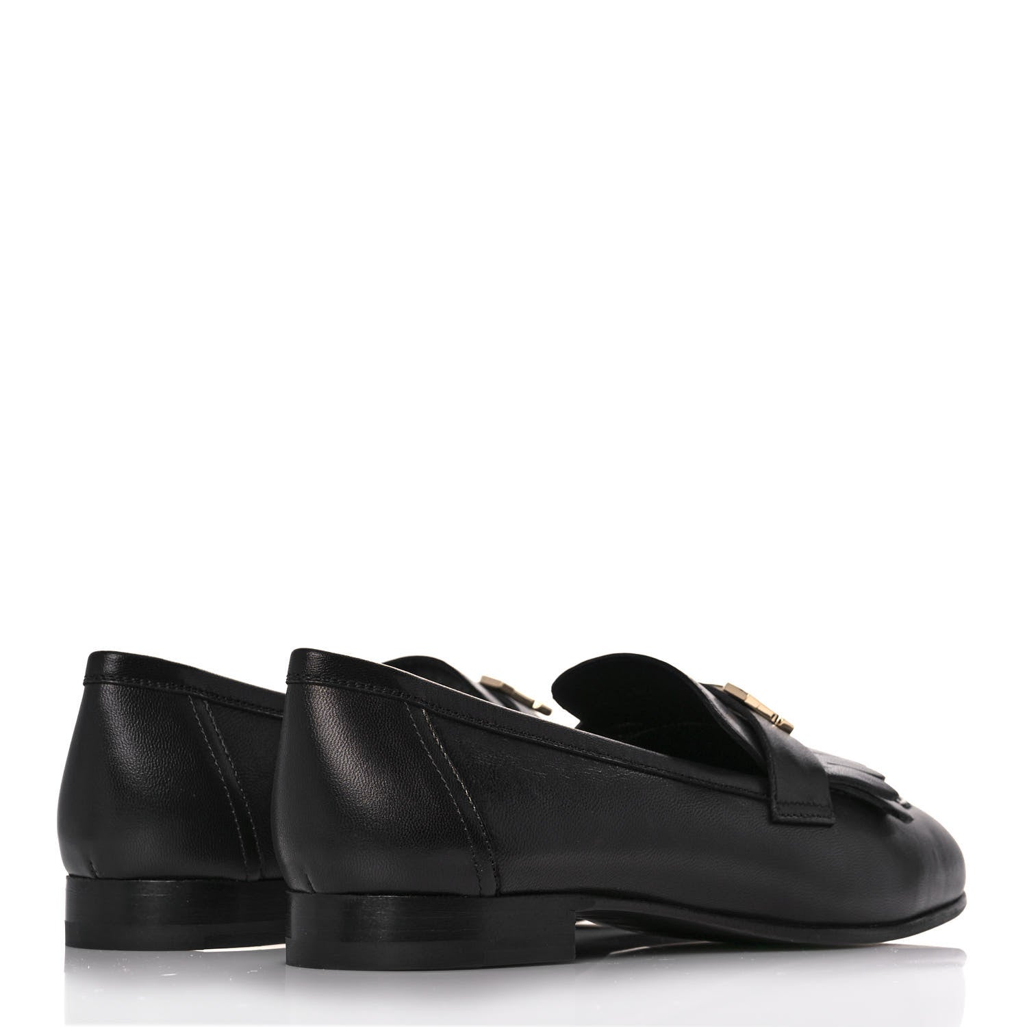 Hermes Goatskin Womens Royal Loafers 38.5 Black 4 of 10