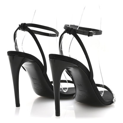Saint Laurent Crepe Satin Crystal New Nuit 90 Ankle Strap Sandals 36.5 Black 5 of 9