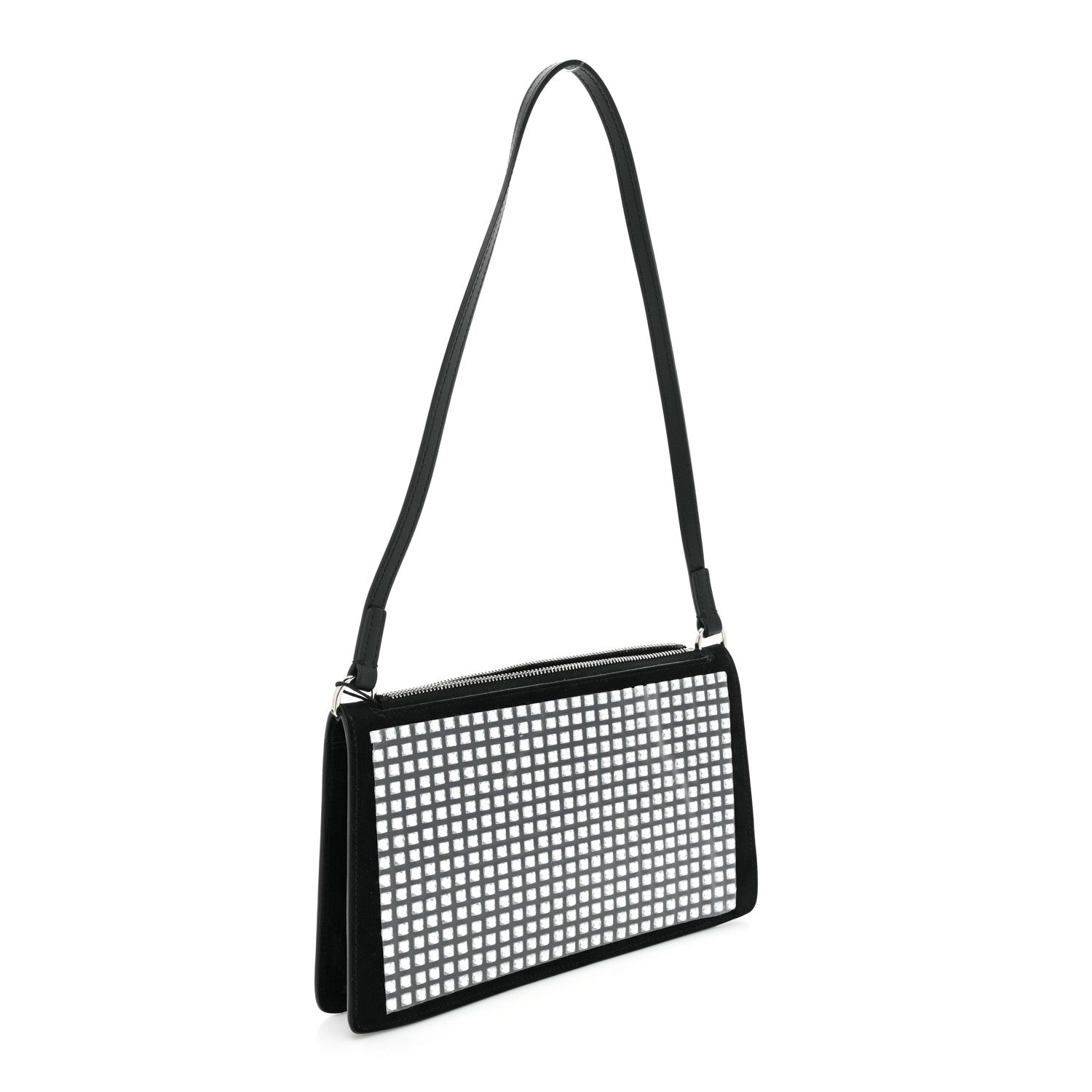 Burberry Suede Crystal Embellished TB Hotfix Shoulder Pouch Black 2 of 9