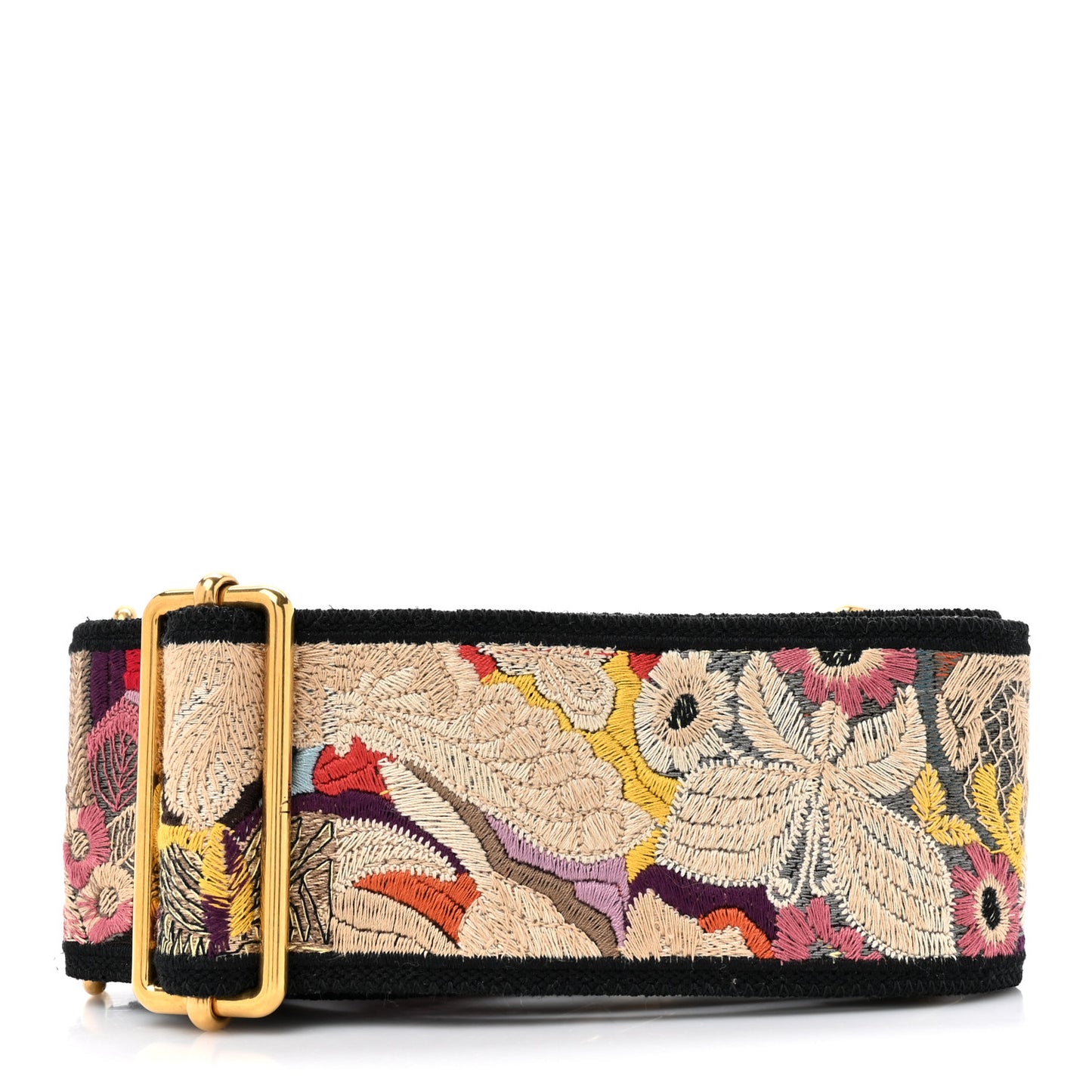 Canvas Embroidered Jardin D'Hive Shoulder Strap Black Multicolor