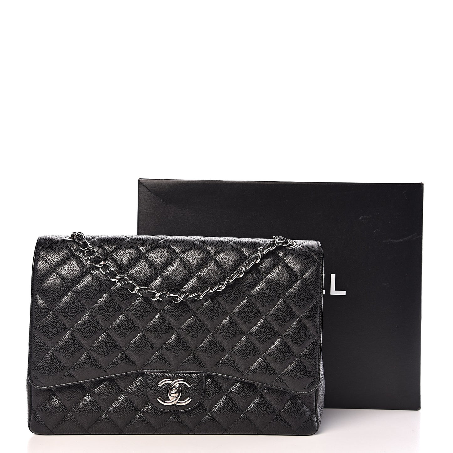 Caviar Quilted Maxi Double Flap Black