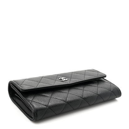 Chanel Caviar Quilted Large Gusset Flap Wallet Black 4 of 8