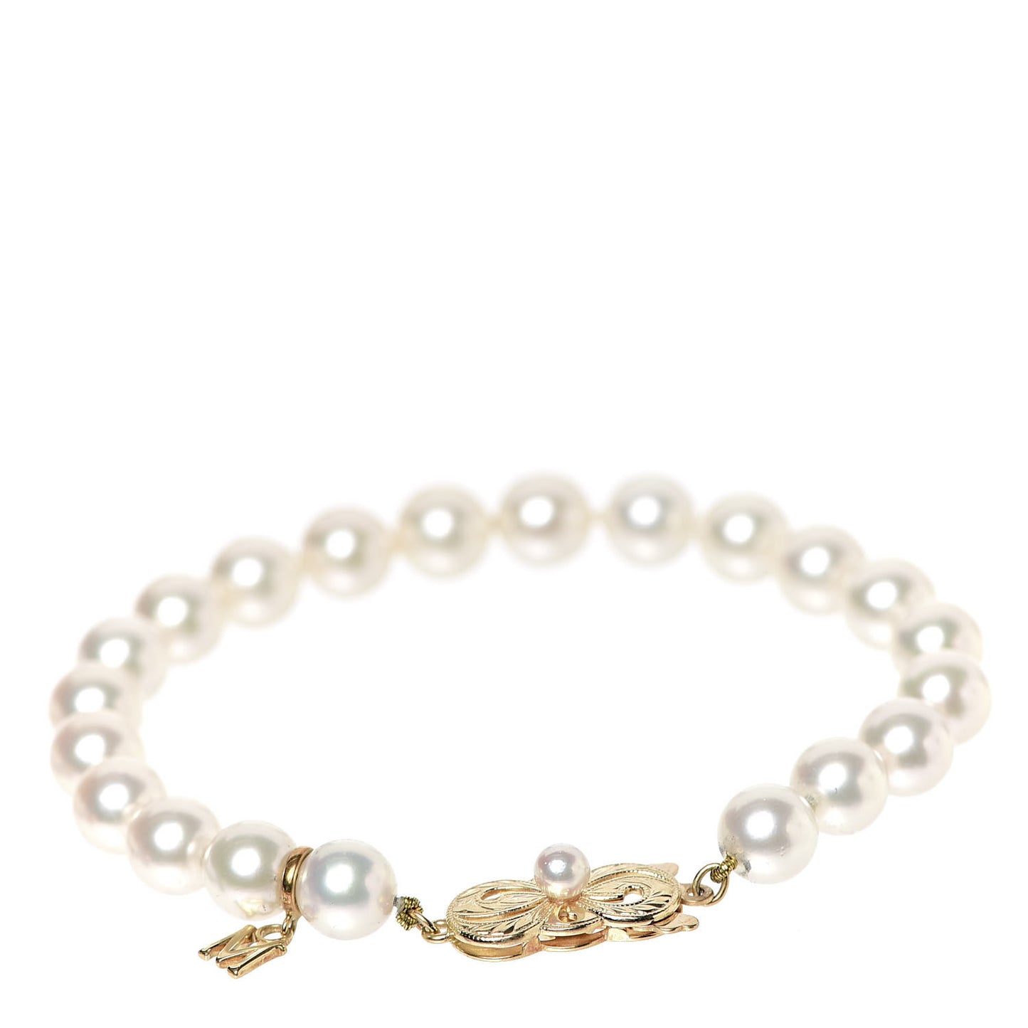 18K Yellow Gold Akoya Pearl 7-7.5mm Strand Bracelet