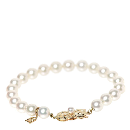 Mikimoto 18K Yellow Gold Akoya Pearl 7-7.5mm Strand Bracelet 1 of 5