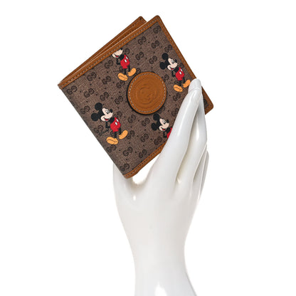 Gucci X DISNEY Mini Vintage GG Supreme Monogram Mickey Mouse Wallet Beige Vintage Sun Oil 2 of 10
