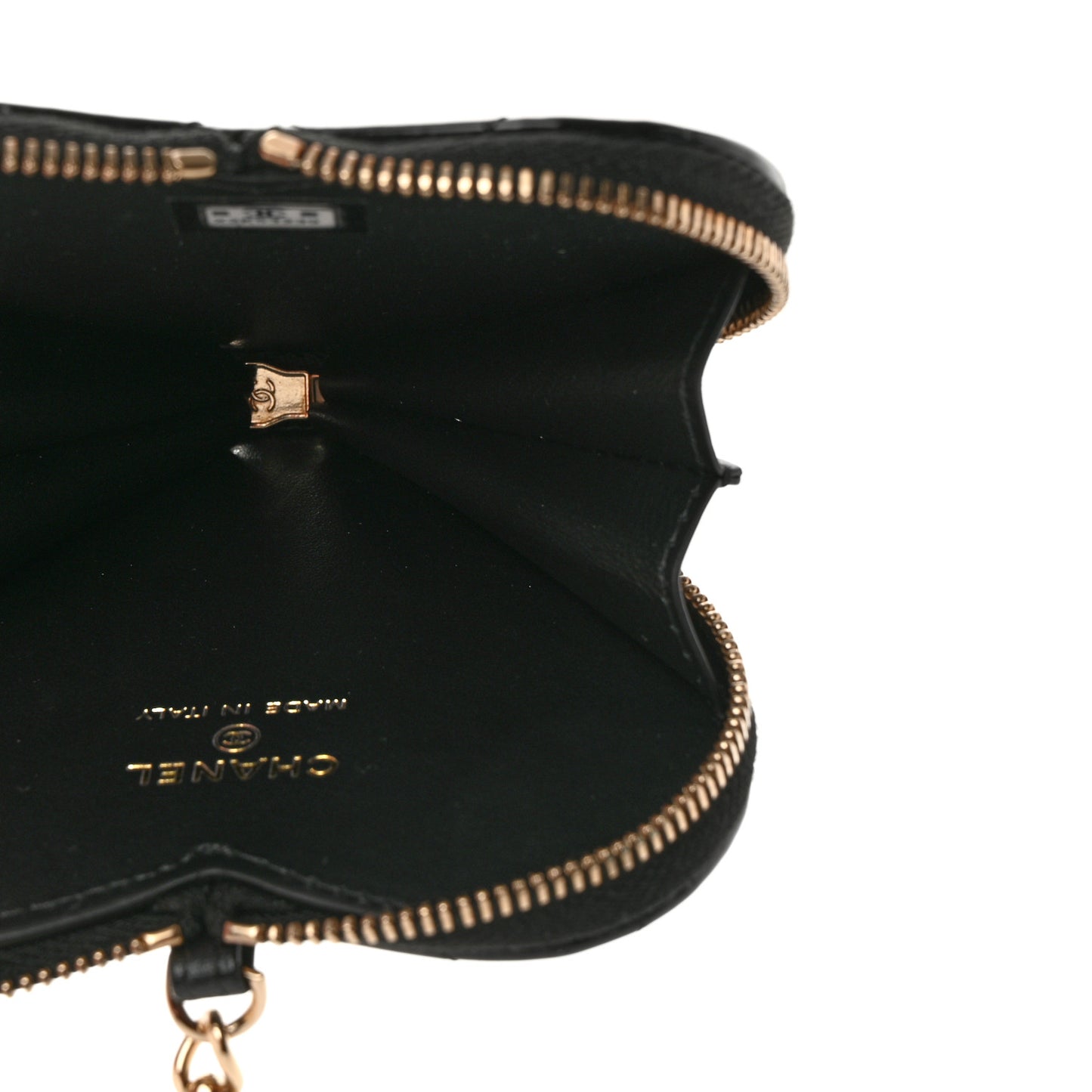 Patent Quilted Heart Zipped Coin Purse Black