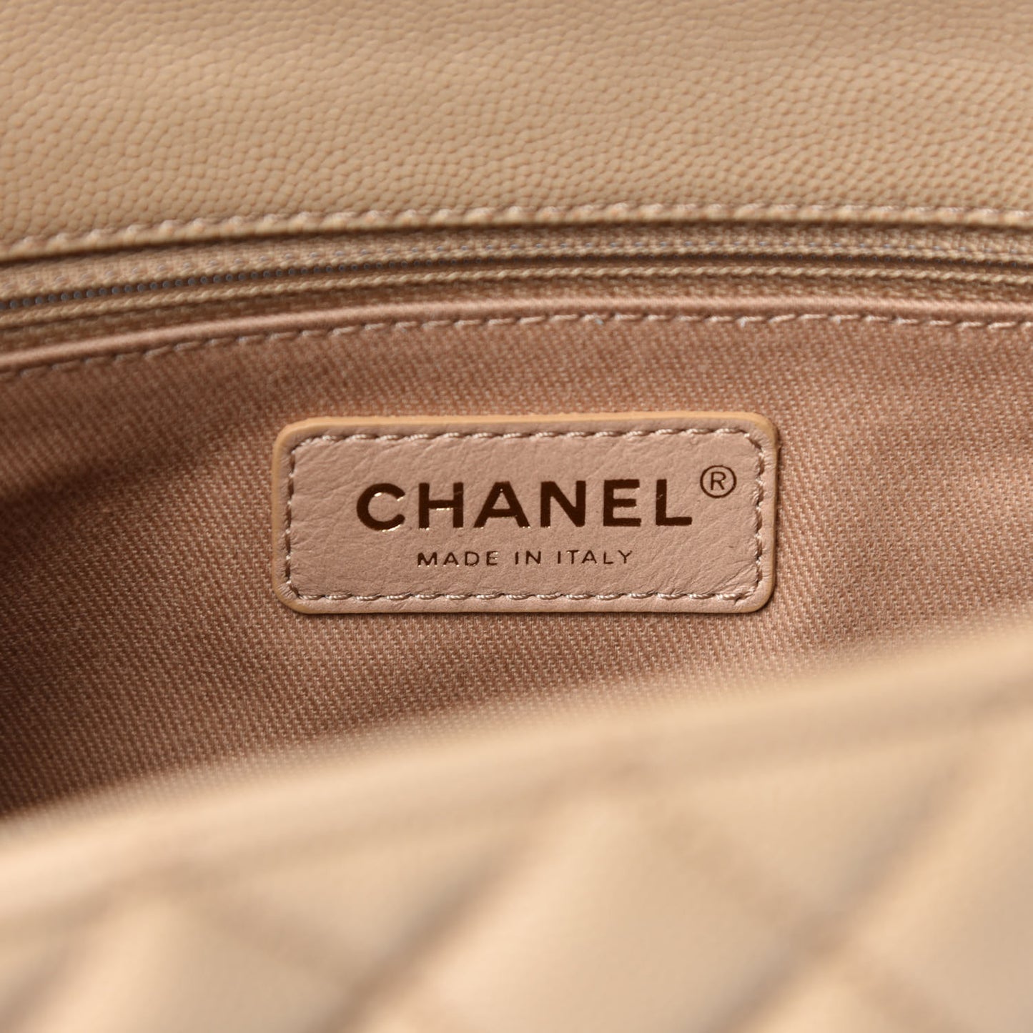 Caviar Quilted Small Coco Handle Flap Light Beige