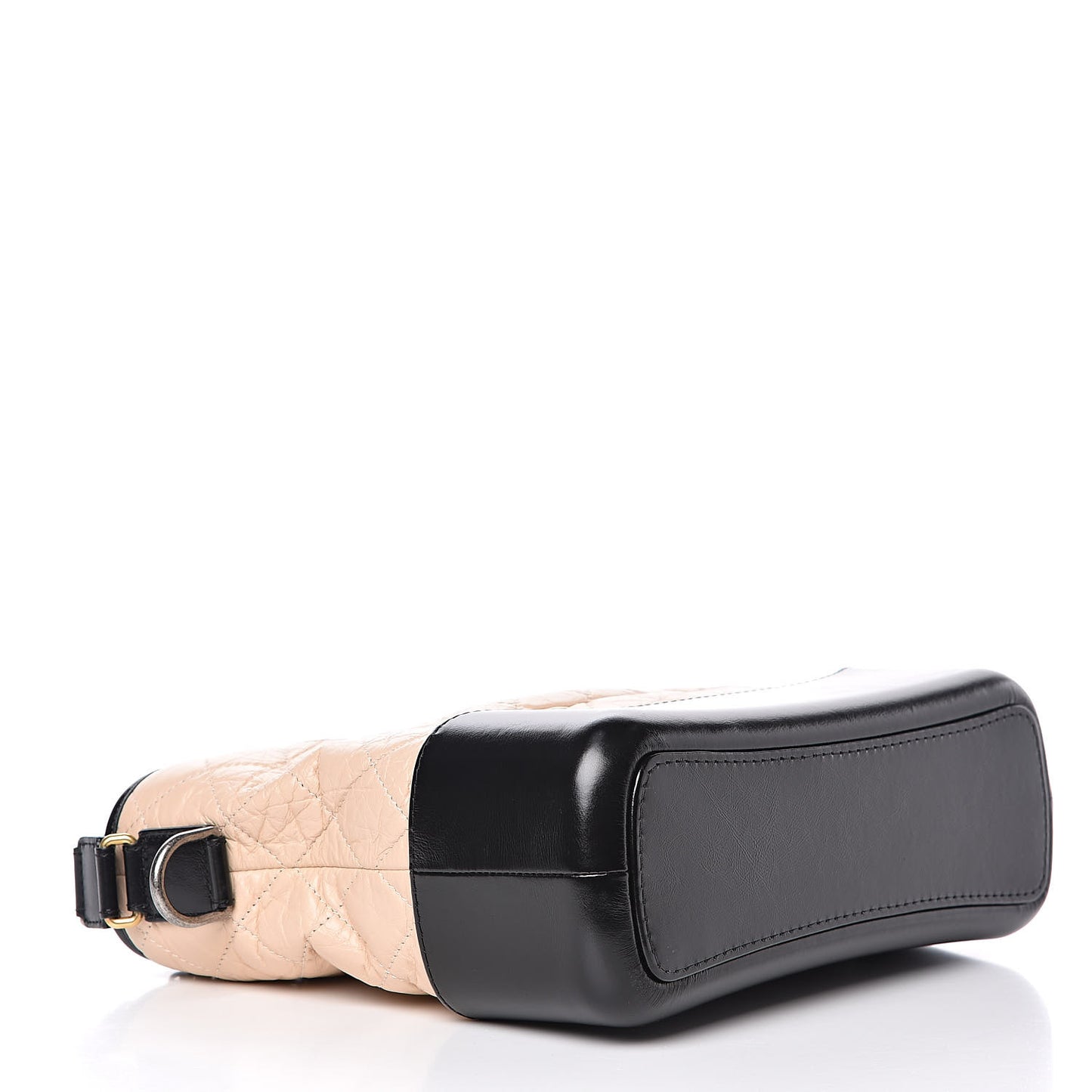 Aged Calfskin Quilted Medium Gabrielle Hobo Beige Black