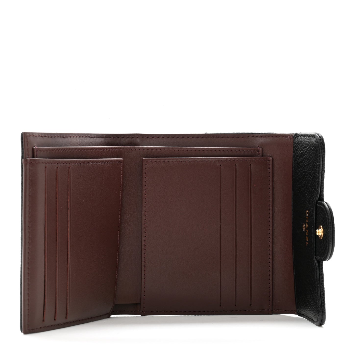 Caviar Quilted Compact Flap Wallet Black