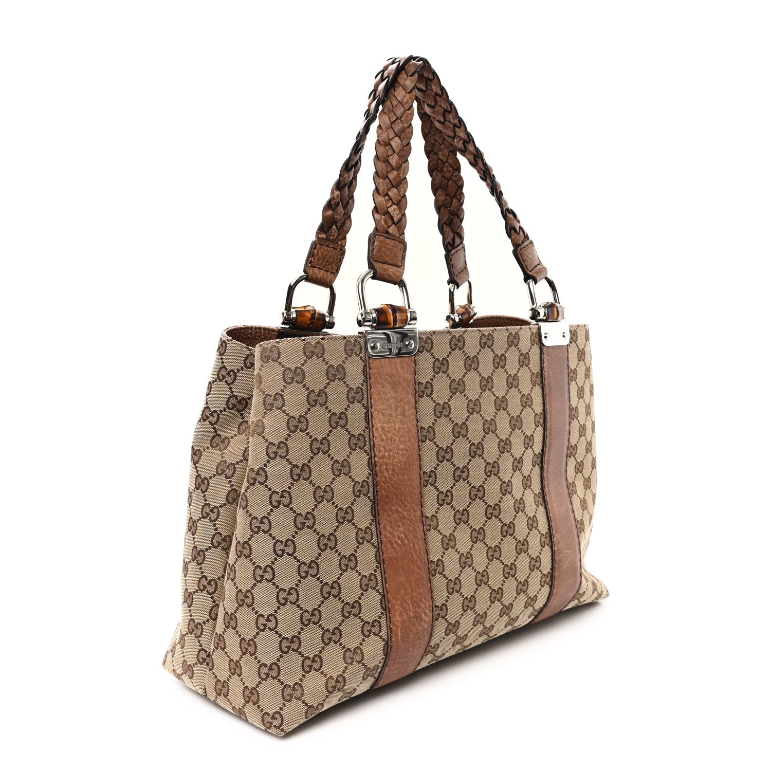 Gucci Monogram Medium Bamboo Bar Tote Brown 3 of 10