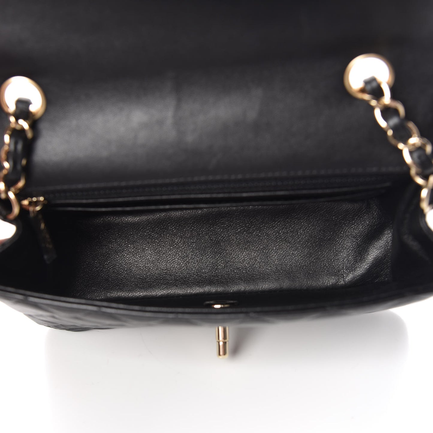 Lambskin Quilted Mini Rectangular Flap Black