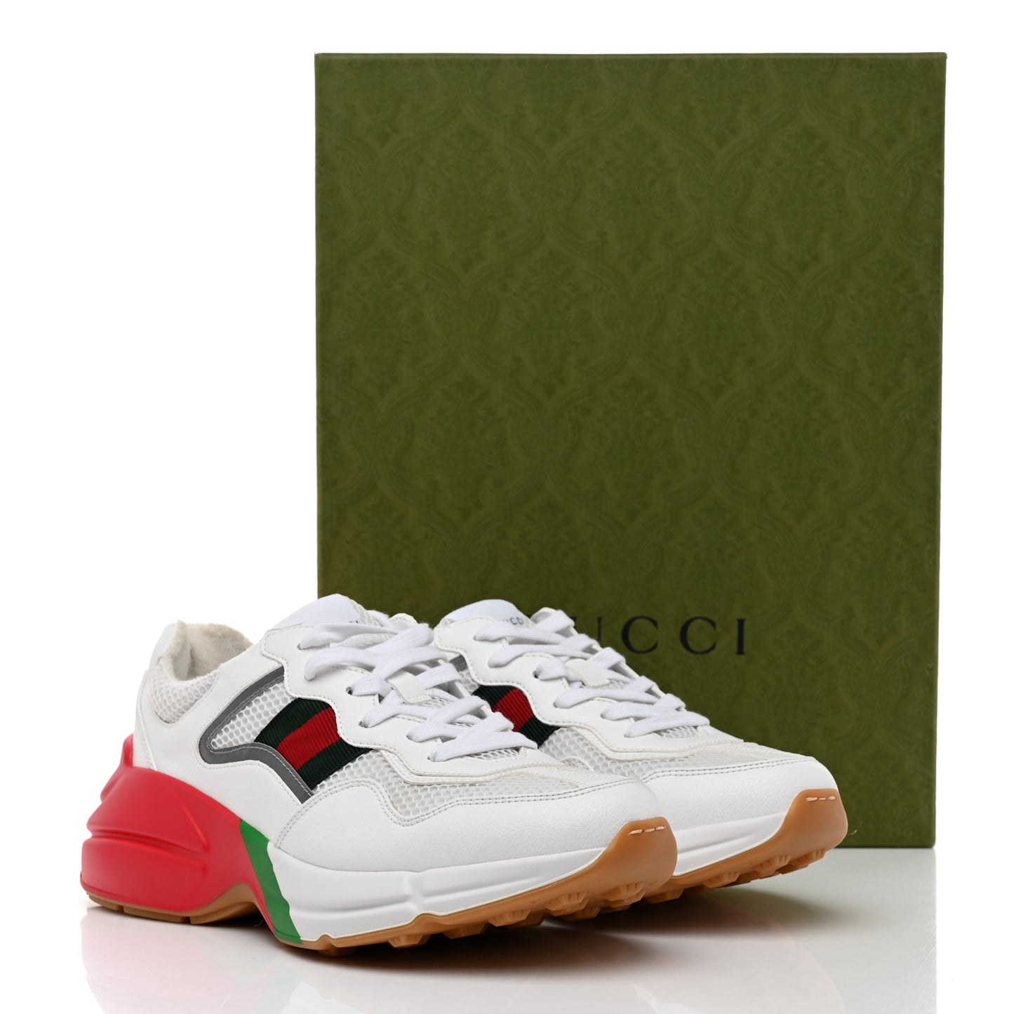 Lavaredo Eco Fabric Mesh Web Mens Rhyton Reflective Sneakers 6.5 Great White Green Red Silver