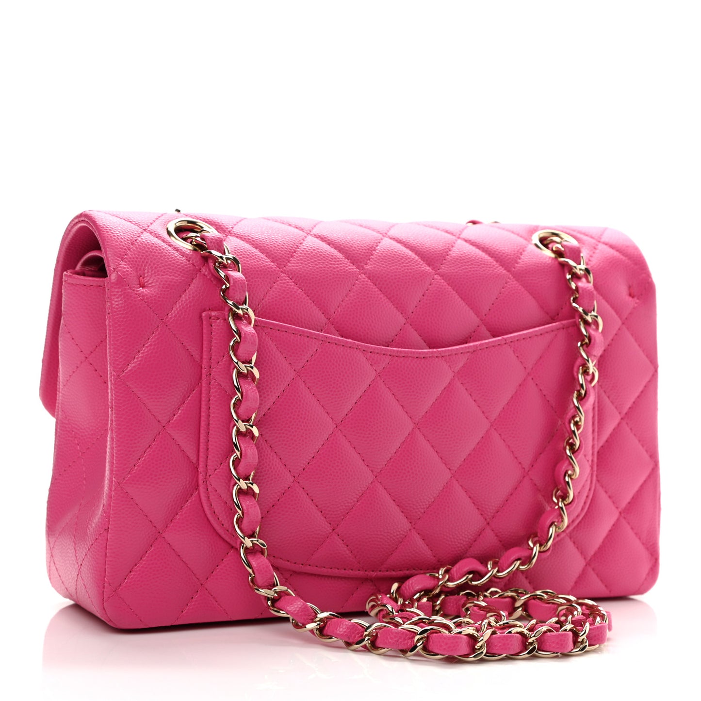 Caviar Quilted Small Double Flap Dark Pink
