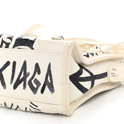 Balenciaga Agneau Arena Graffiti All Over Classic Silver Hardware Mini City White Black 9 of 10