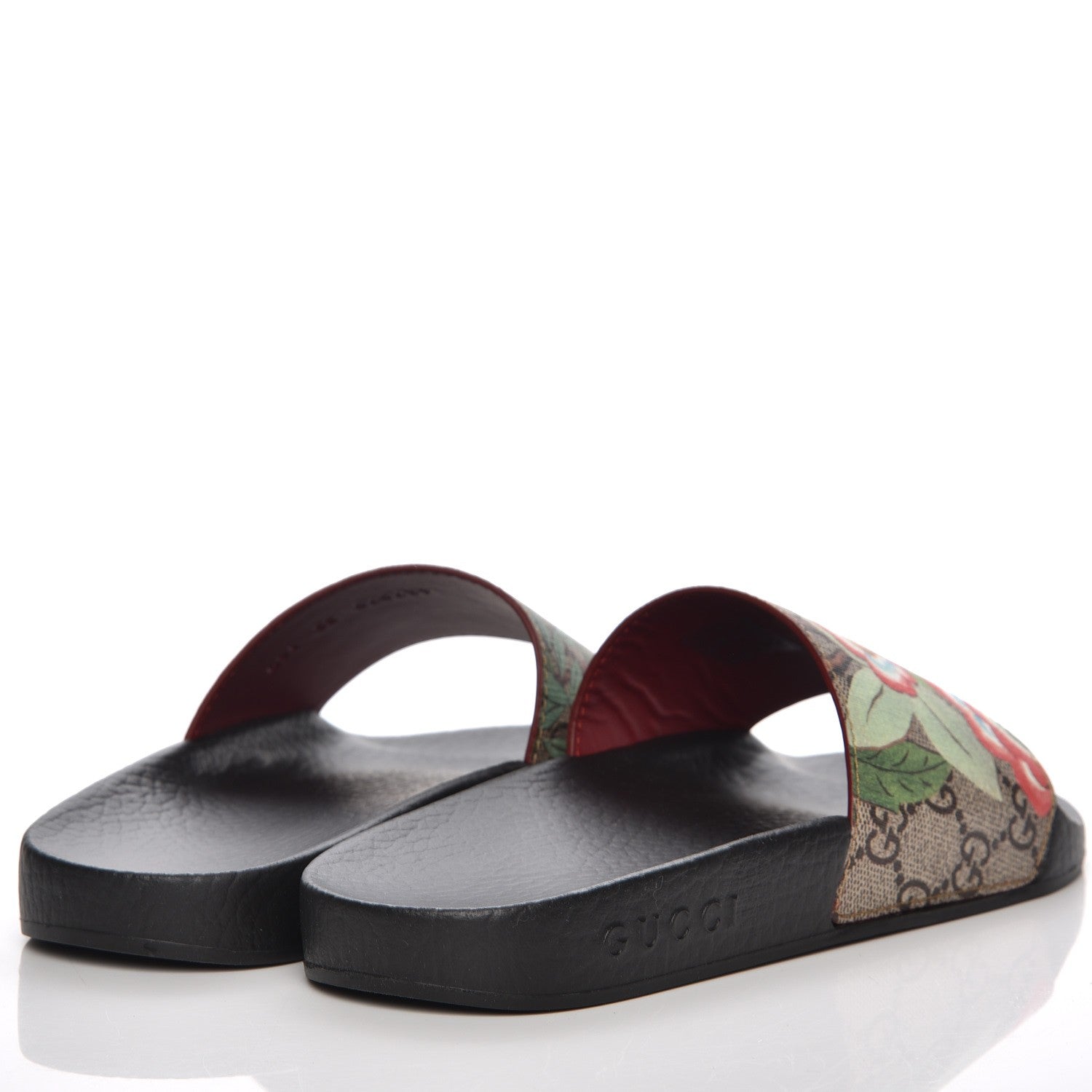 Gucci GG Supreme Monogram Tian Print Slide Sandals 35 36 Black Ebony Multicolor 17 of 19