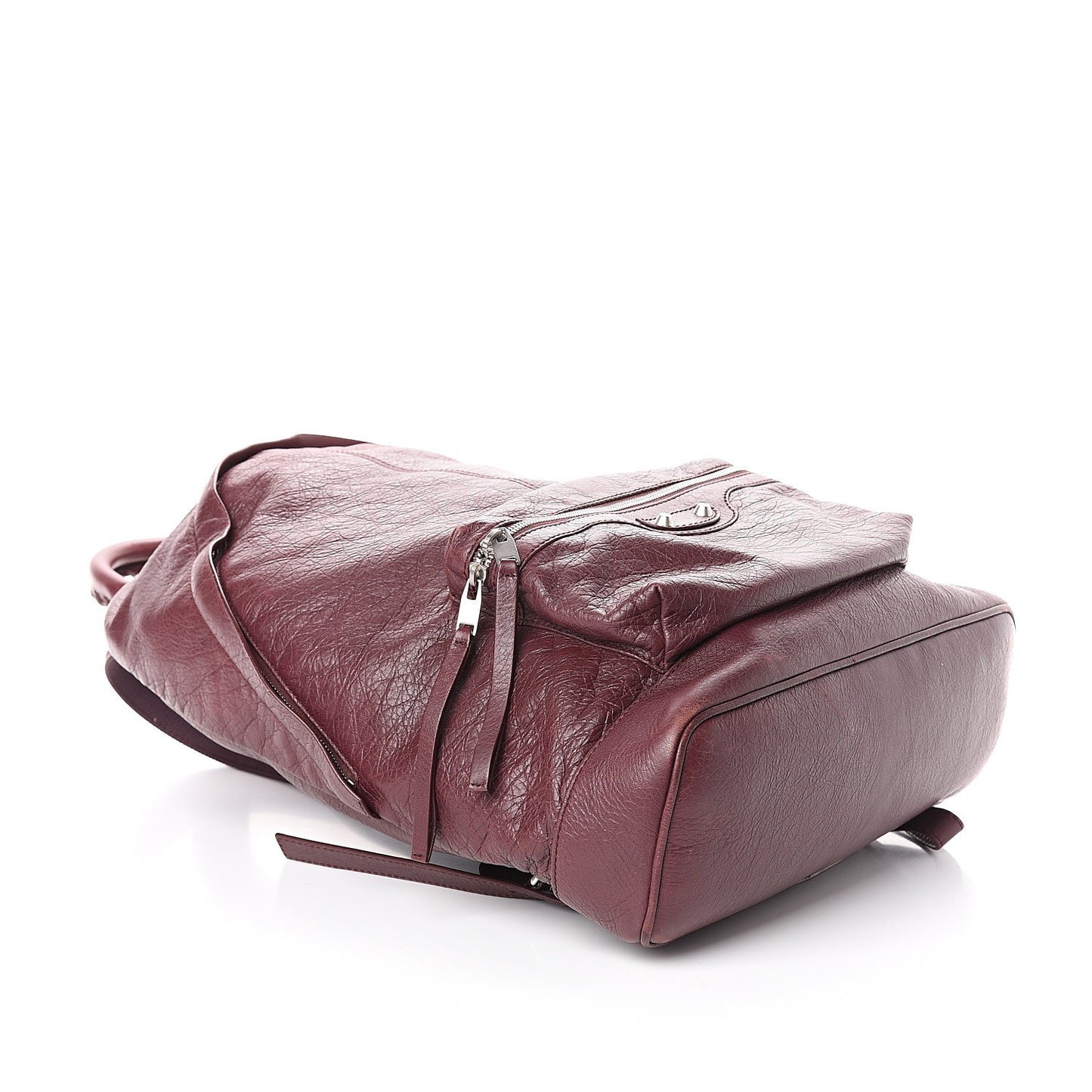 Agneau Classic Silver Hardware Backpack Rouge Lie De Vin