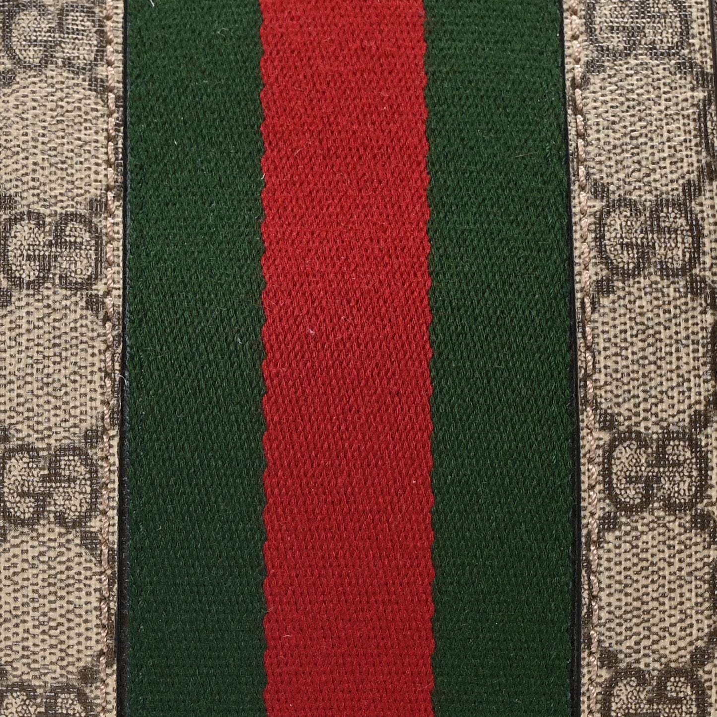 GG Supreme Monogram Textured Dollar Calfskin Web Medium Savoy Duffle Bag Beige Ebony New Acero