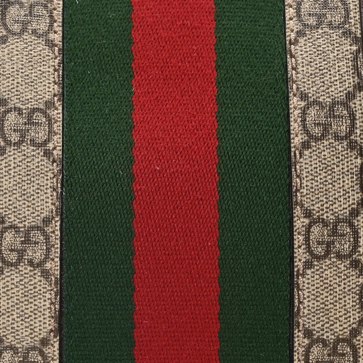 Gucci GG Supreme Monogram Textured Dollar Calfskin Web Medium Savoy Duffle Bag Beige Ebony New Acero 8 of 10