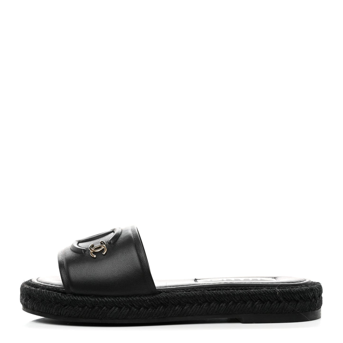 Lambskin Espadrille Mule Sandals 35 Black