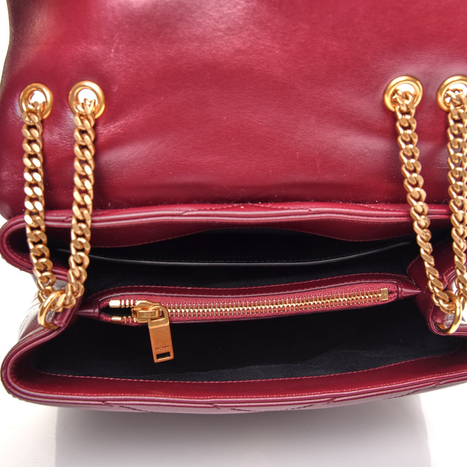 Saint Laurent Calfskin Y Quilted Monogram Small Loulou Chain Satchel Dark Legion Red 5 of 11