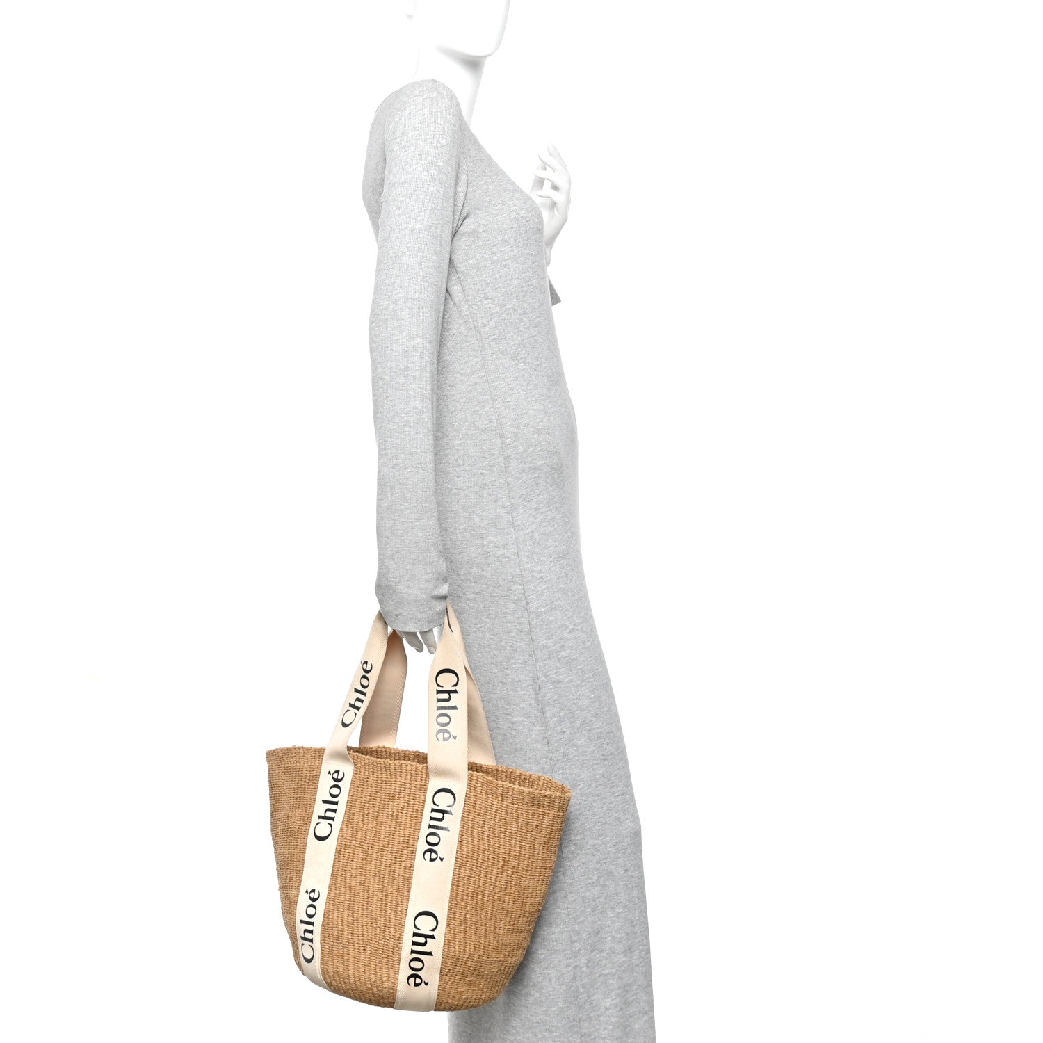 Chloe Raffia Large Woody Tote White 2 of 9