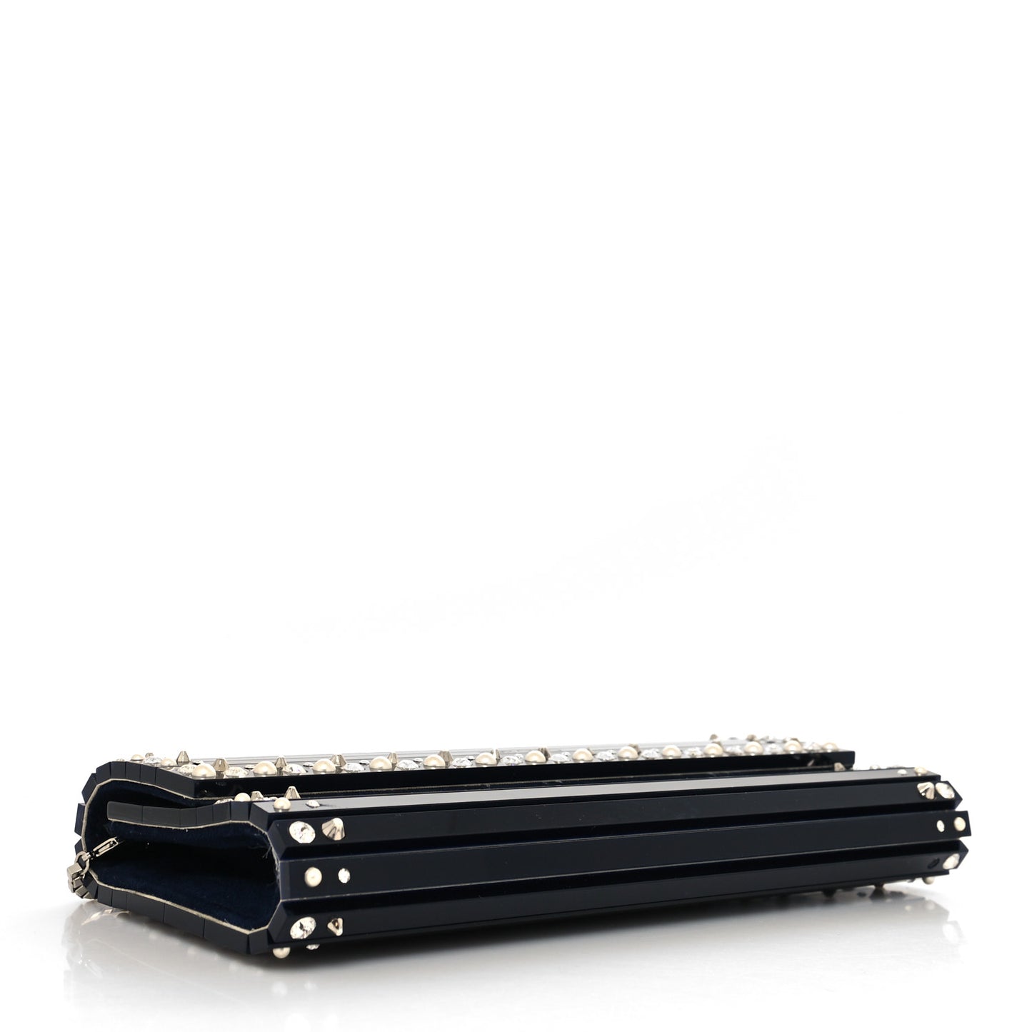 Acrylic Crystal Pearl Crystal Sweetie Clutch Navy