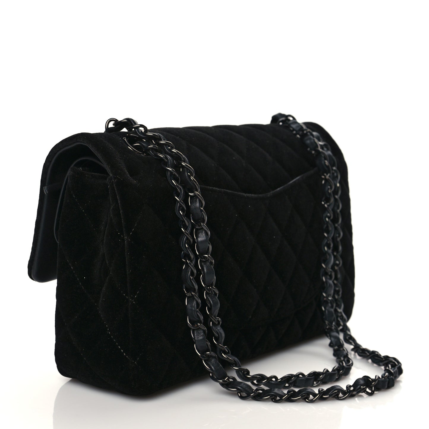 Velvet Quilted Medium Double Flap So Black