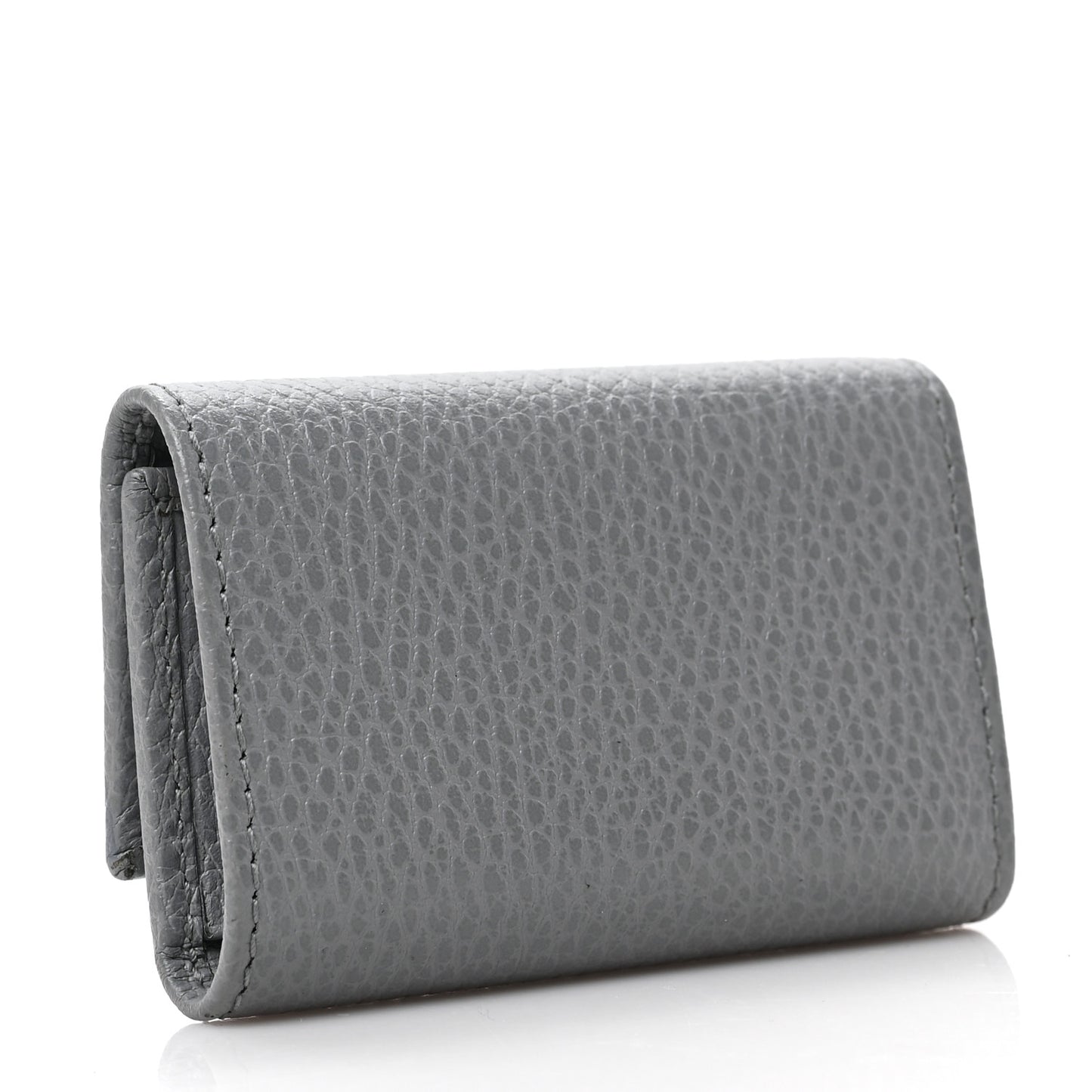 Pebbled Calfskin Enamel Monochrome GG Marmont 6 Key Holder Deep Grey