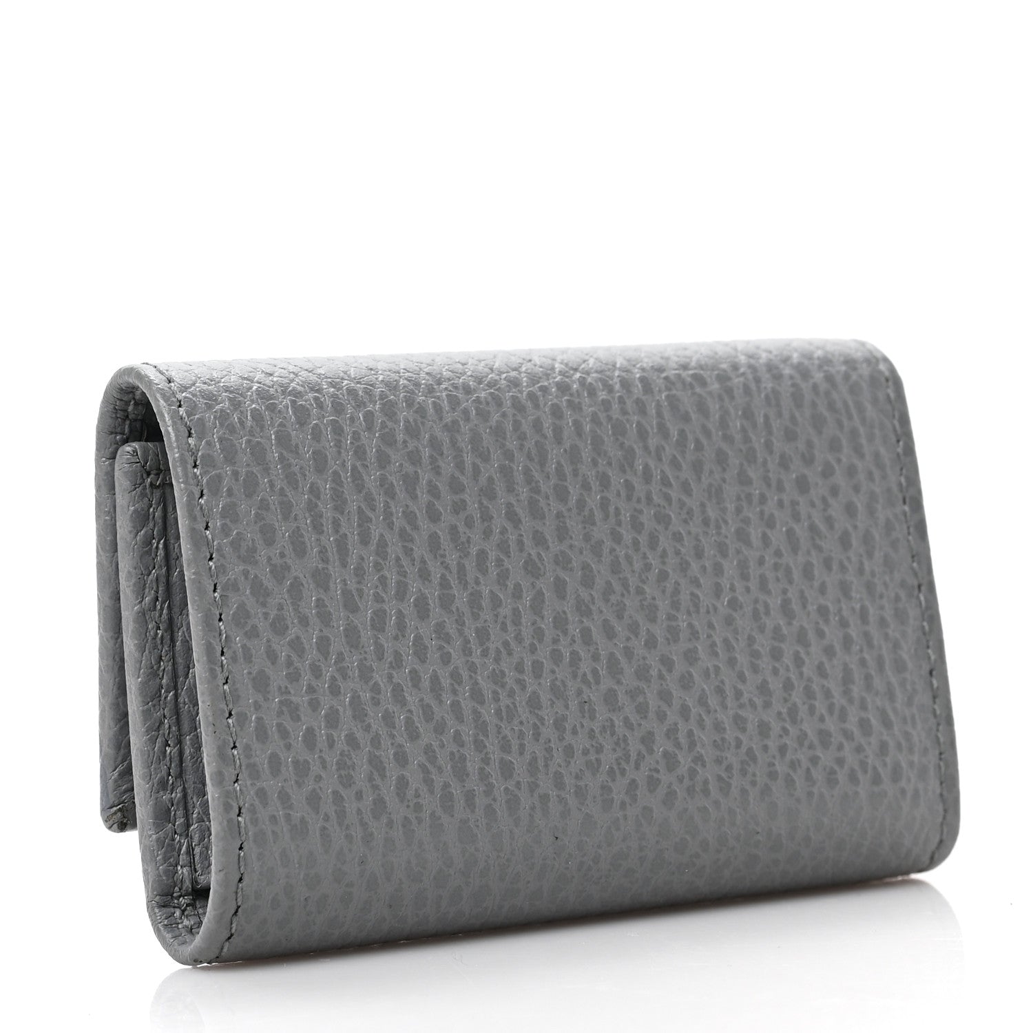 Gucci Pebbled Calfskin Enamel Monochrome GG Marmont 6 Key Holder Deep Grey 3 of 6