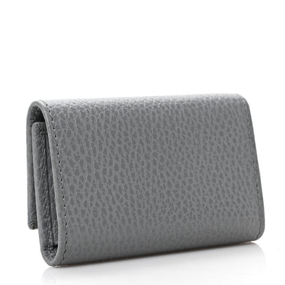 Gucci Pebbled Calfskin Enamel Monochrome GG Marmont 6 Key Holder Deep Grey 3 of 6