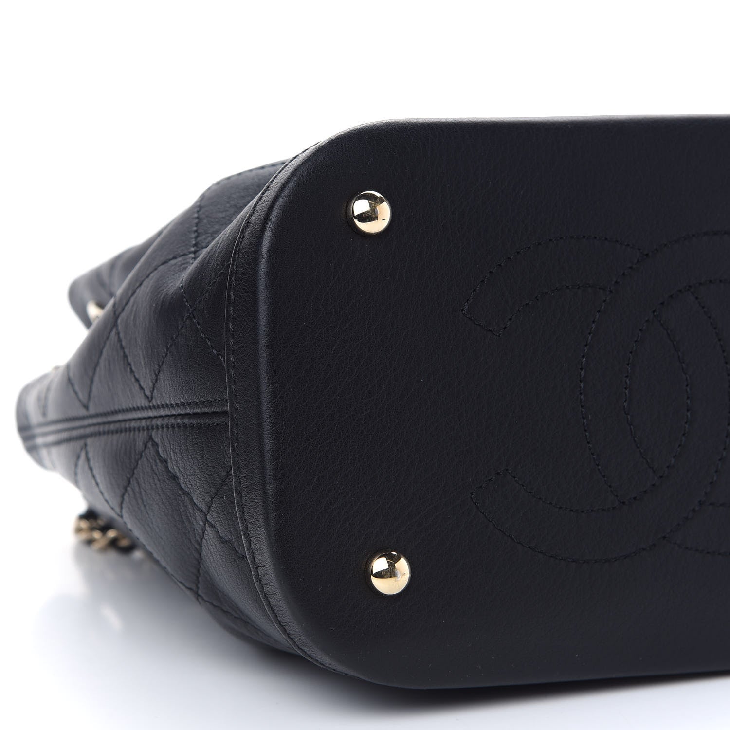 Chanel Calfskin Stitched Chain Bucket Bag Black 8 of 9