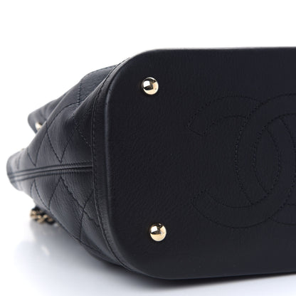 Chanel Calfskin Stitched Chain Bucket Bag Black 8 of 9