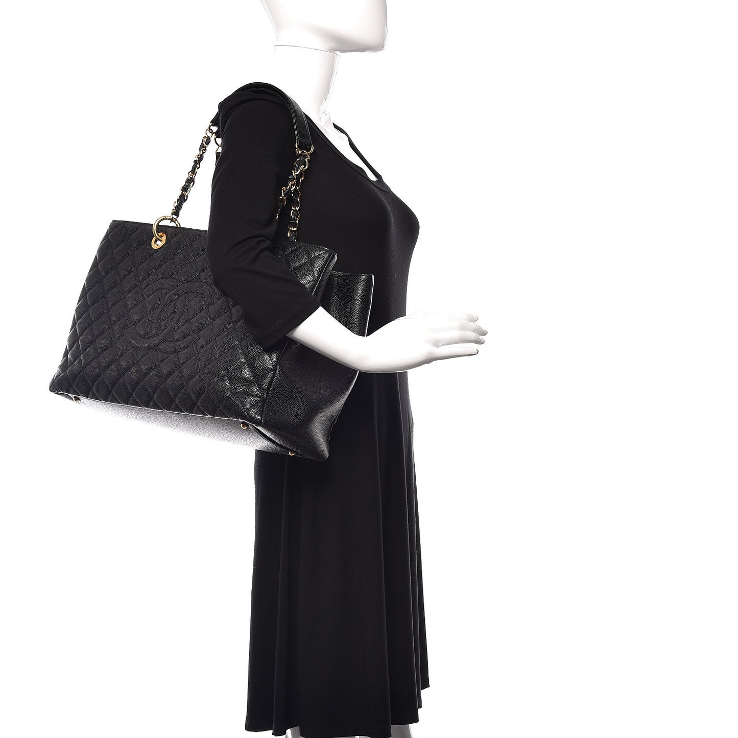 Caviar Quilted XL Grand Shopping Tote GST Black