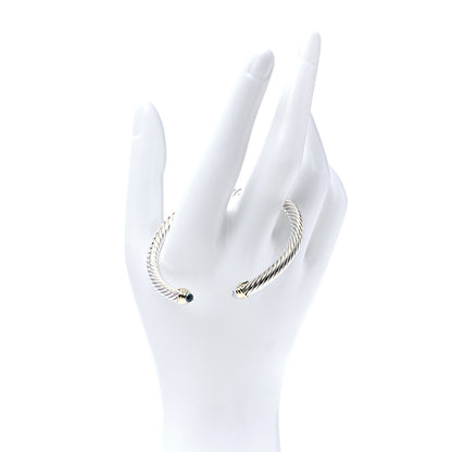 David Yurman Sterling Silver 18K Yellow Gold Blue Topaz 4mm Cable Kids Birthstone Bracelet 2 of 5