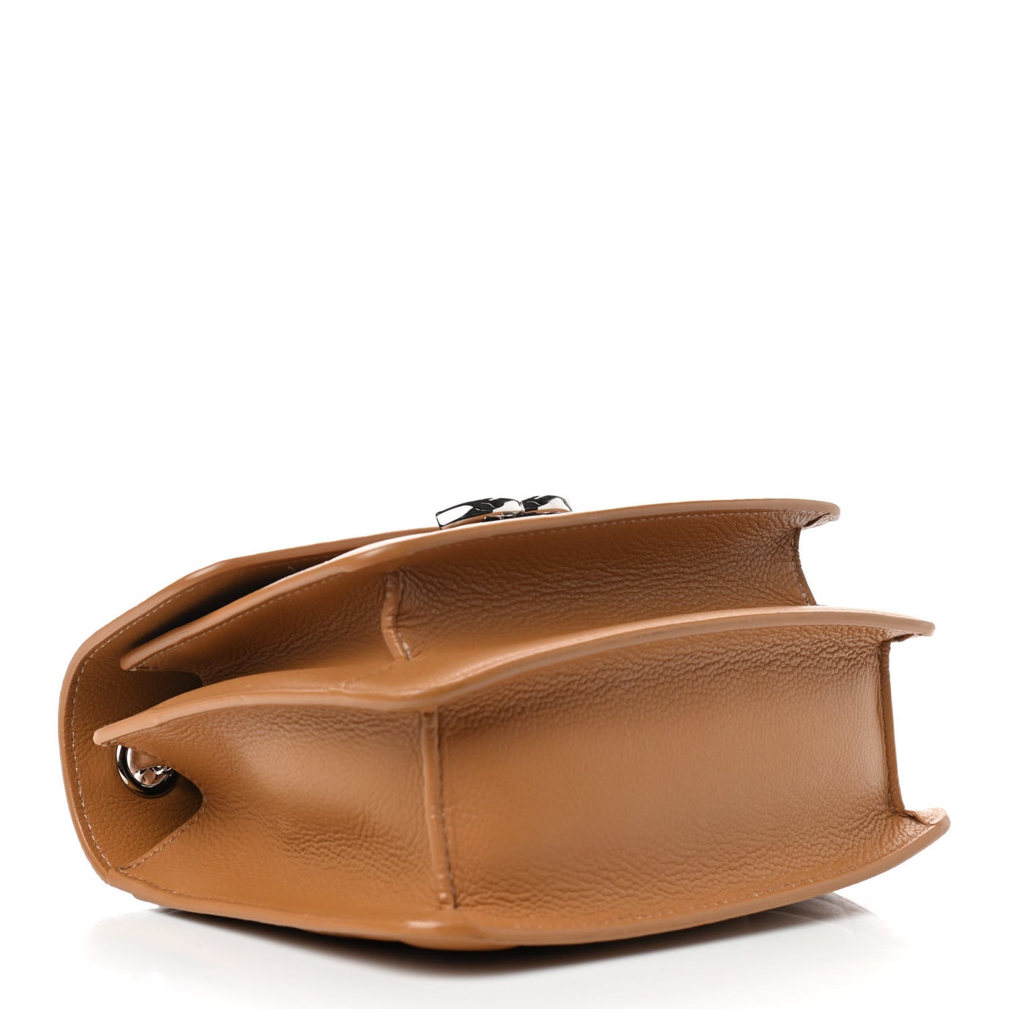 Grained Calfskin Quilted Small CC Box Top Handle Flap Camel