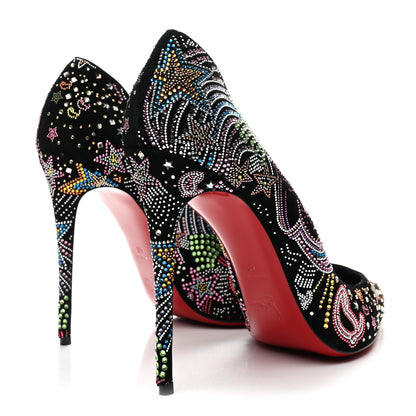 Christian Louboutin Suede Crystal Embellished Starlight Hot Chick 100 Pumps 40 Black Multicolor 5 of 10