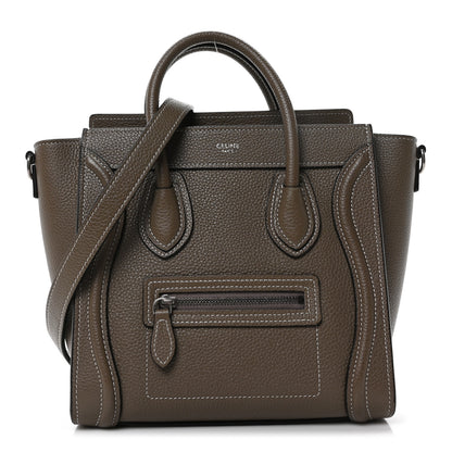 Celine Drummed Calfskin Nano Luggage Souris 1 of 10