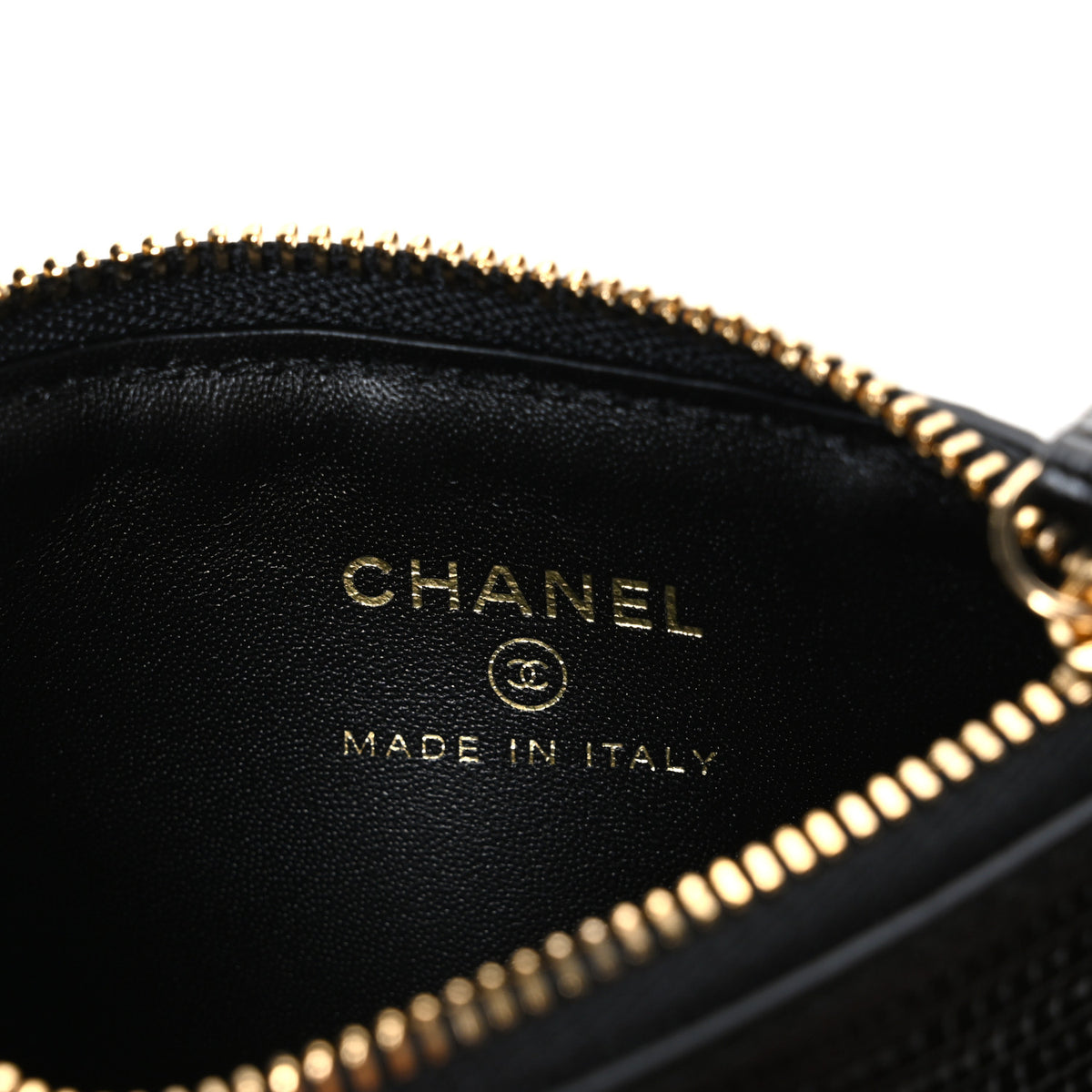 Chanel Calfskin Lizard Embossed Zip Card Holder Black 6 of 8