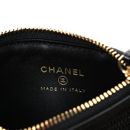 Chanel Calfskin Lizard Embossed Zip Card Holder Black 6 of 8