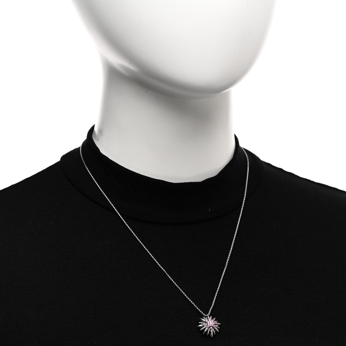 Sterling Silver Pink Sapphire Small Starburst Pendant Necklace