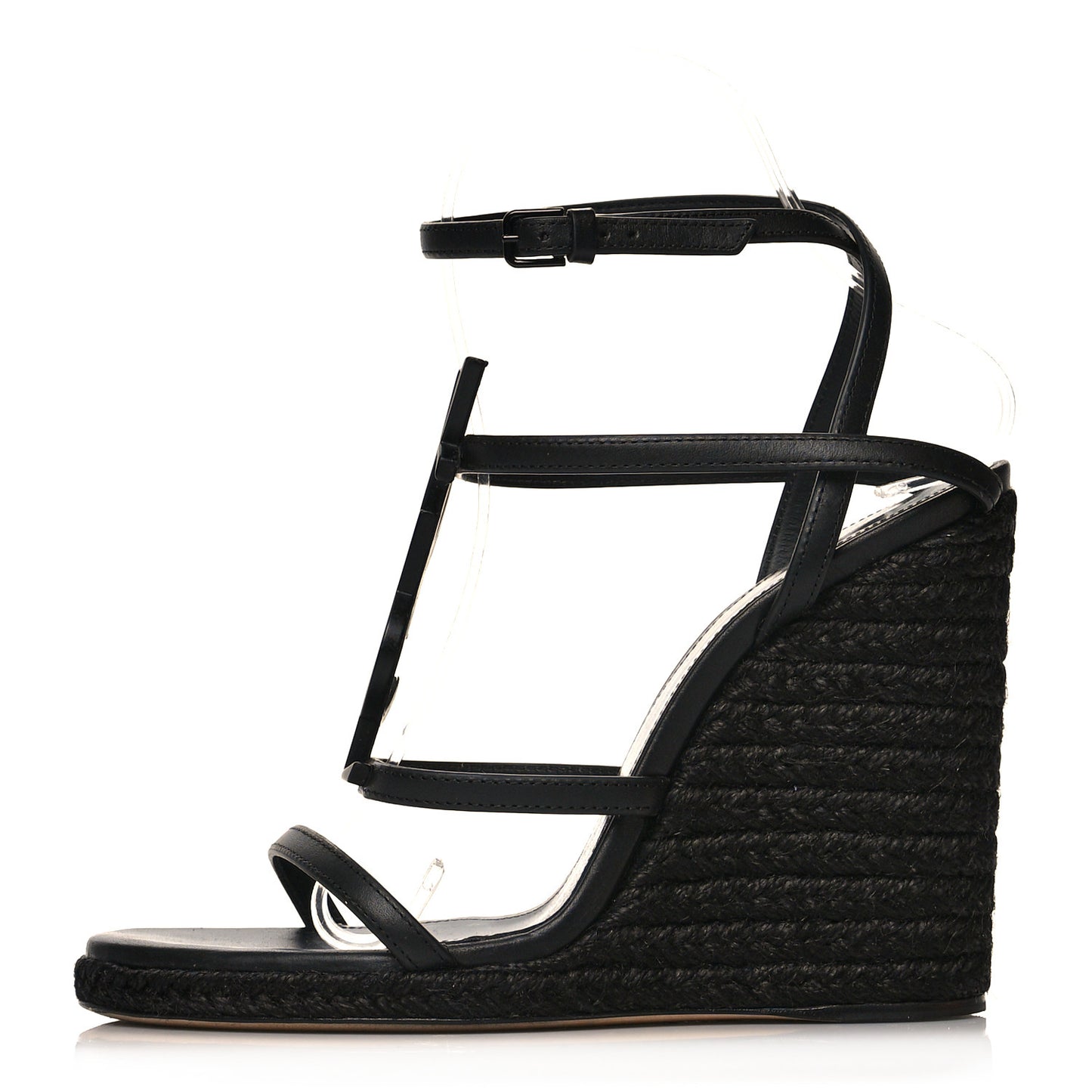 Calfskin Cassandra Espadrille 105 Wedges 37 Black
