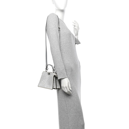 Fendi Crystal Vitello Laminato FF Petite Peekaboo I SEE U Satchel Crystal Argento 2 of 10