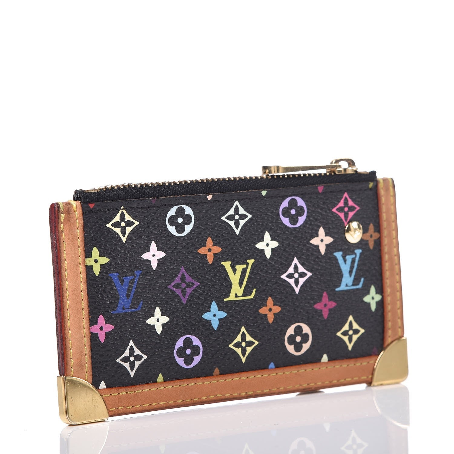 Louis Vuitton Monogram Multicolor Key Pouch Black 3 of 10