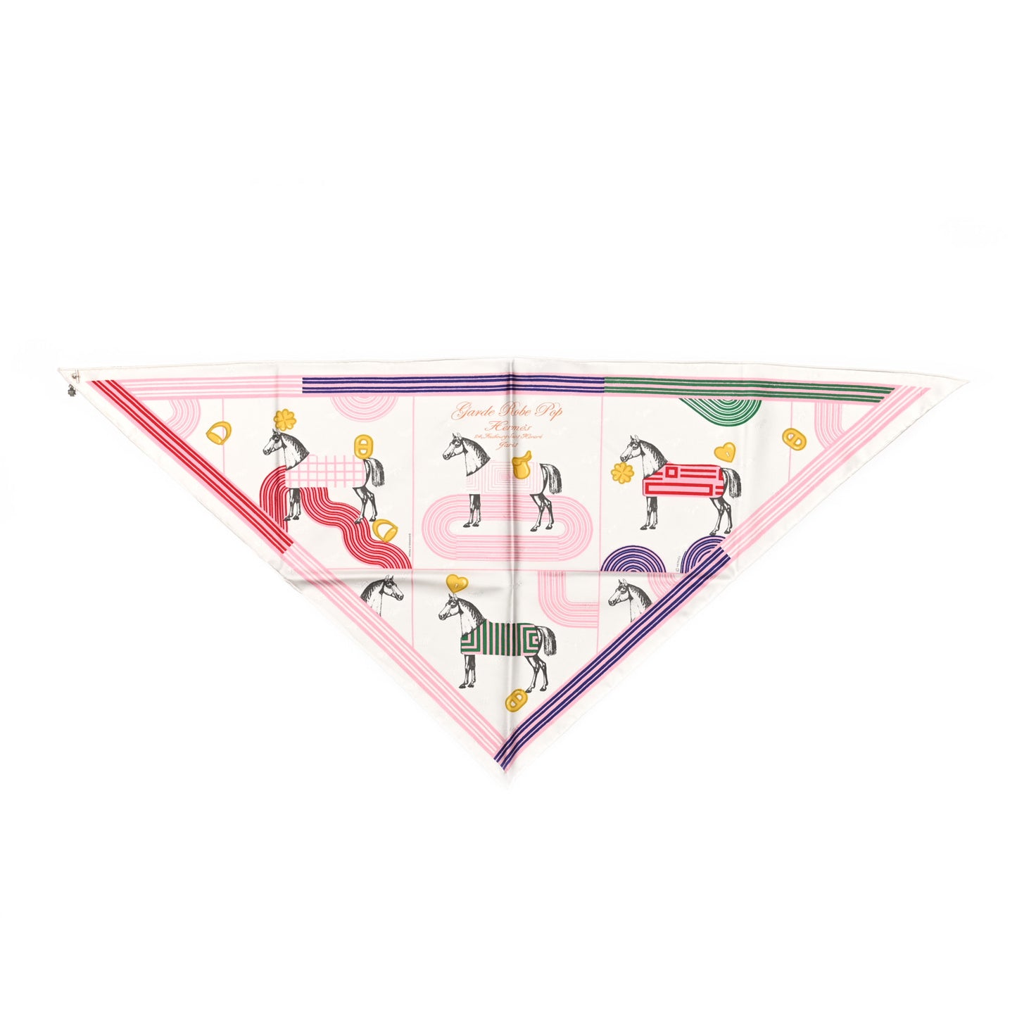 Silk Garde Robe Pop Charm Triangle Scarf 70 Multicolor White