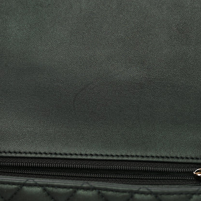 Chanel Iridescent Lambskin Quilted Mini Top Handle Rectangular Flap Dark Green 11 of 14