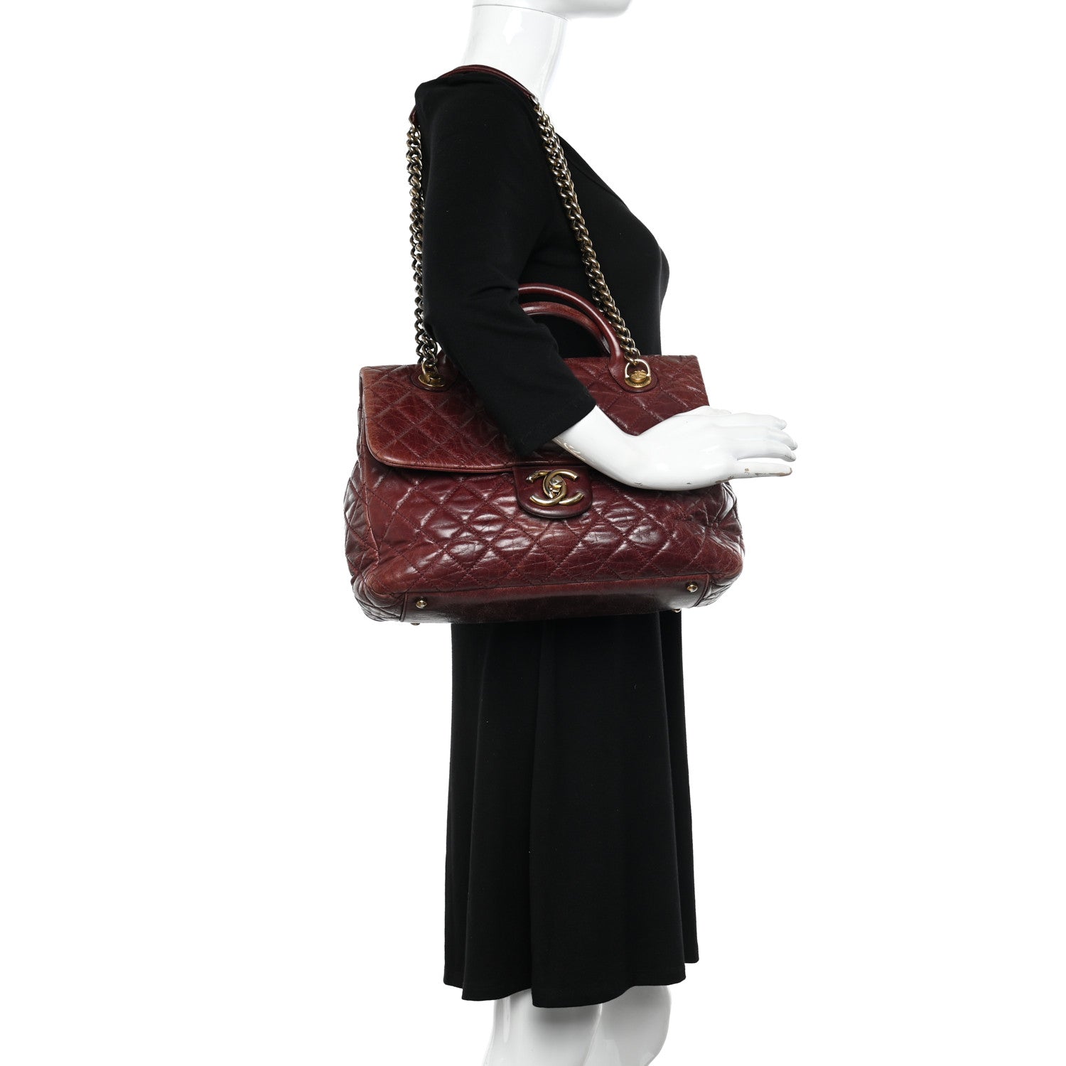 Chanel Glazed Calfskin Castle Rock Large Flap Burgundy 2 of 12