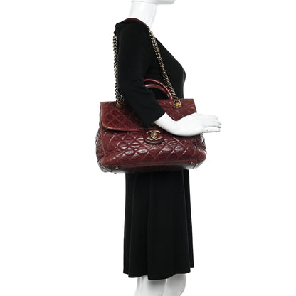 Chanel Glazed Calfskin Castle Rock Large Flap Burgundy 2 of 12
