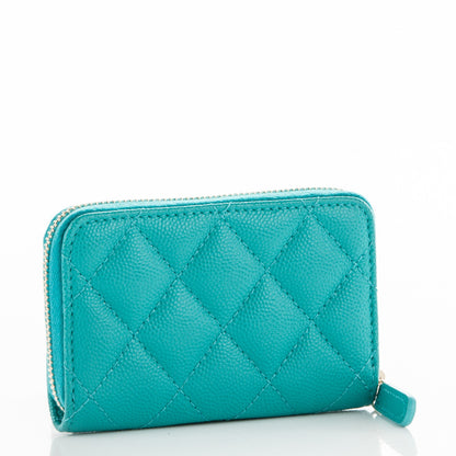 Chanel Caviar Quilted Zip Coin Purse Turquoise 3 of 7